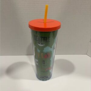 Starbucks Coffee-Seattle Local Collection Cold Cup Tumbler W/Lid & Straw 24 oz.